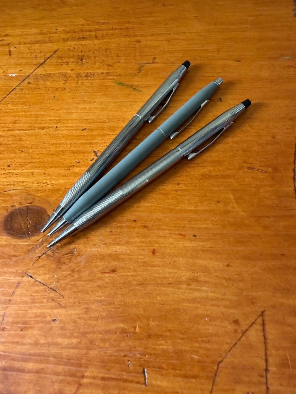 Cross Mechanical Pencil Lot of 3 Silver Matte Gray Classic Executive Writing Set